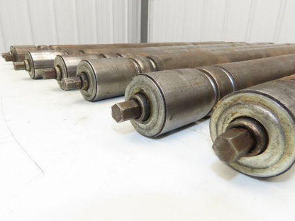 Curve Conveyor Tapered Roller 39"BF Grooved Galvanized Steel 7/16" Hex  Lot of 7