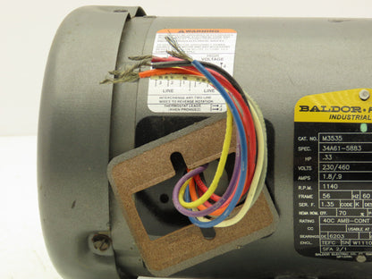 Baldor Reliance 34A61-5883 AC Motor 3Ph 1140rpm 1/3Hp 230/460v 56 Frame TEFC
