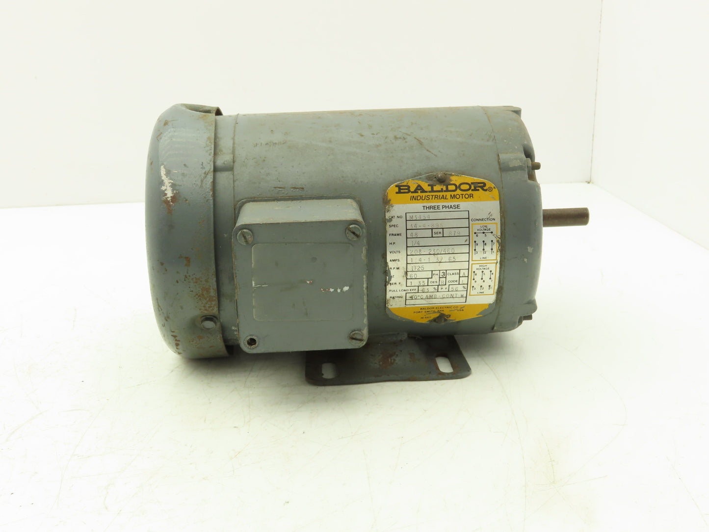 Baldor 34-4-895 AC Motor 1/4Hp 1725rpm 3Ph 230/460v 48 Frame TEFC