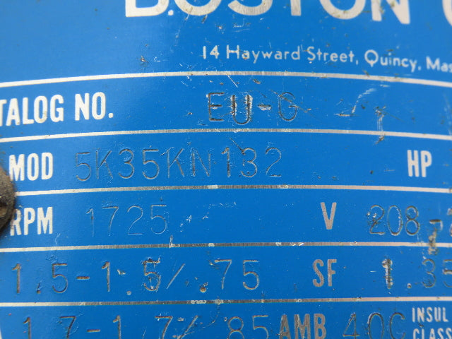 Boston Gear 5K35KN132 AC Motor 1/3Hp 1725rpm 3Ph 230/460v 56 Frame