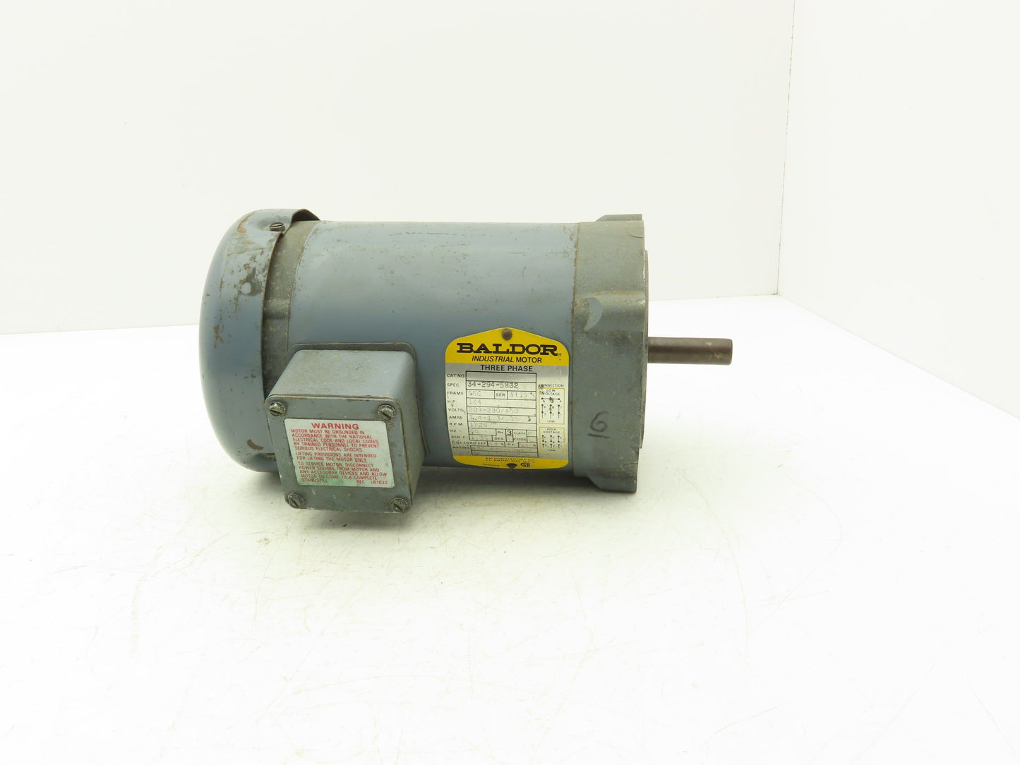 Baldor 34-294-5832 AC Motor 1/4Hp 1725rpm 230/460v 3Ph 56C TEFC