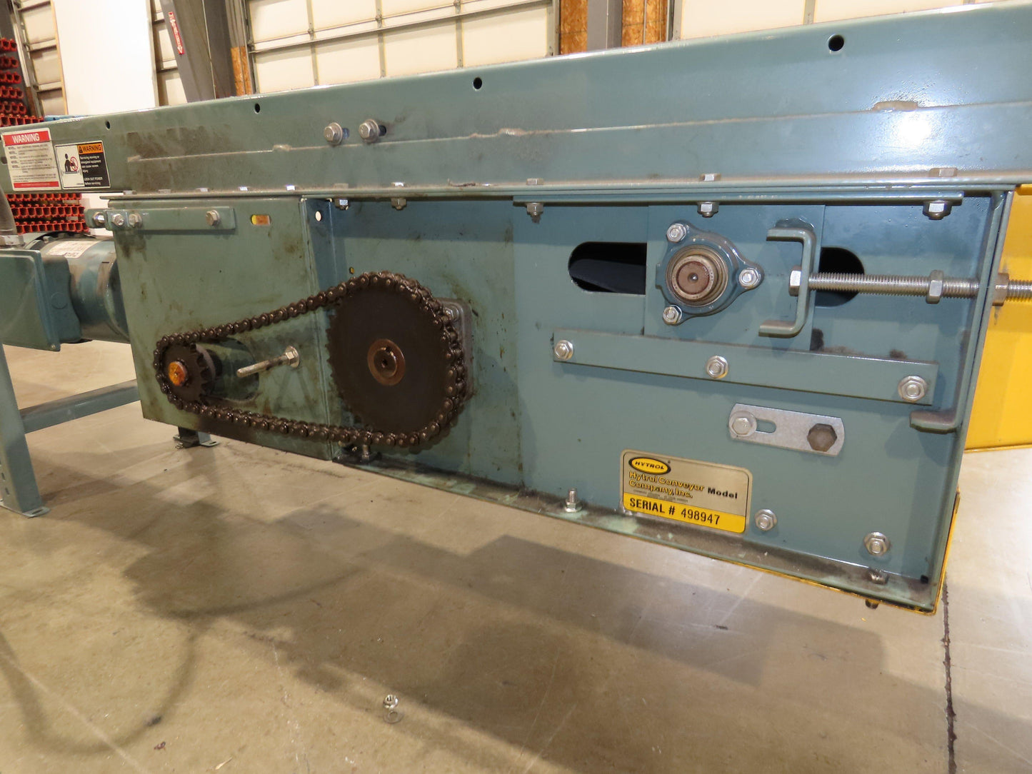 Hytrol 18"x 110' 4" Slider Bed Conveyor 16" Belt 2Hp 230/460V Center Drive 52fpm