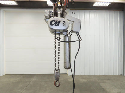 CM Lodestar R 2 Ton Electric Chain Hoist 14' Lift 8 FPM 230/460 Power Trolley