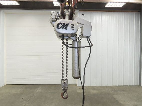 CM Lodestar R 2 Ton Electric Chain Hoist 14' Lift 8 FPM 230/460 Power Trolley
