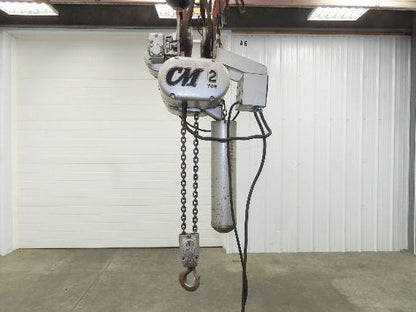 CM Lodestar R 2 Ton Electric Chain Hoist 14' Lift 8 FPM 230/460 Power Trolley