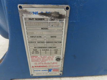 Foote Jones 822SL Line-o-Motor Inline Gearbox 11.4:1 Reducer 154 RPM 26Hp