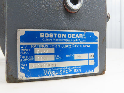 Boston Gear F72610B9J Worm Gearbox 10:1 Reducer 175rpm 3.6Hp RH 180TC Frame