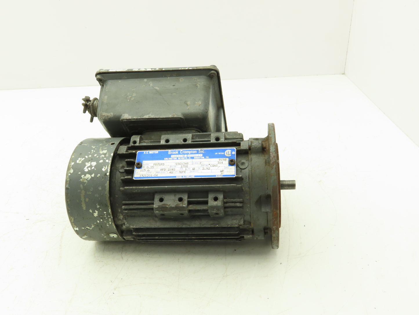 Brook Crompton AC Motor 1/4Hp 1700rpm 115v 60Hz IEC PD71FD Frame TEFC