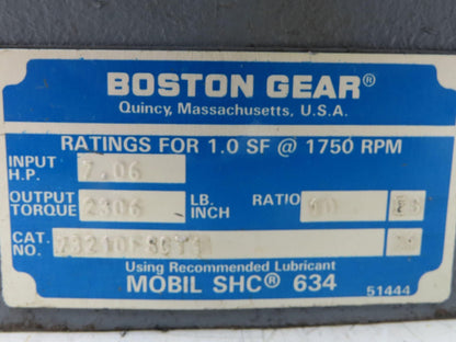 Boston Gear 73210FSGT1 Worm Gearbox 10:1 Reducer 175rpm 7Hp LH 145T Fan Cooled