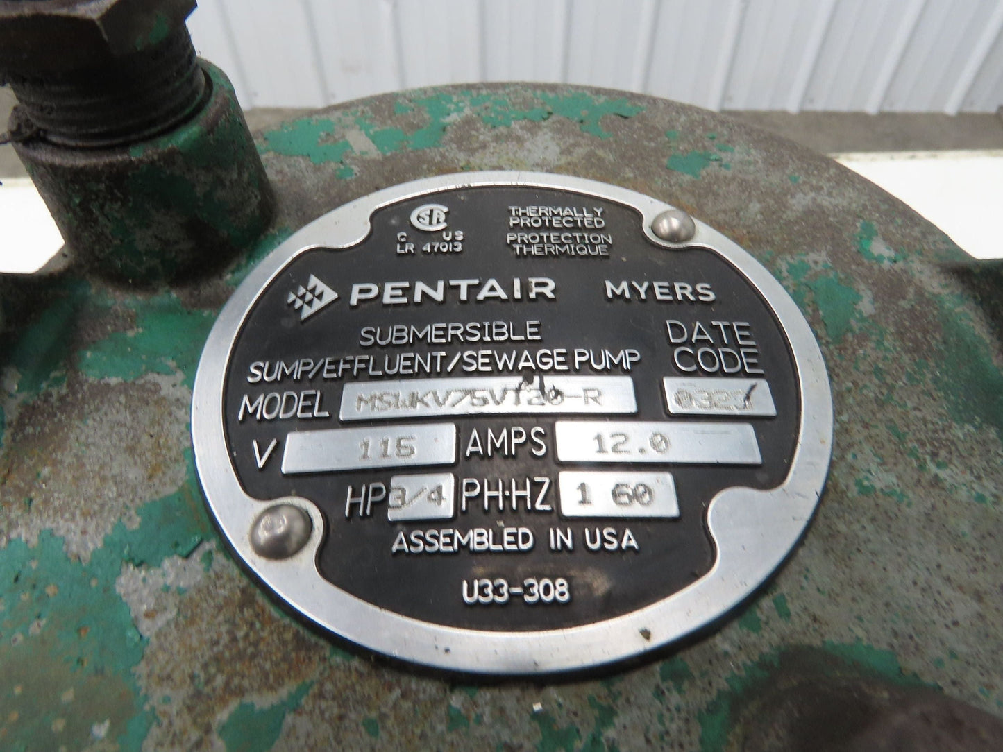 Pentair Myers MSWKV75VT20-R Submersible Sewage Sump Effluent Pump 2"NPT 115V