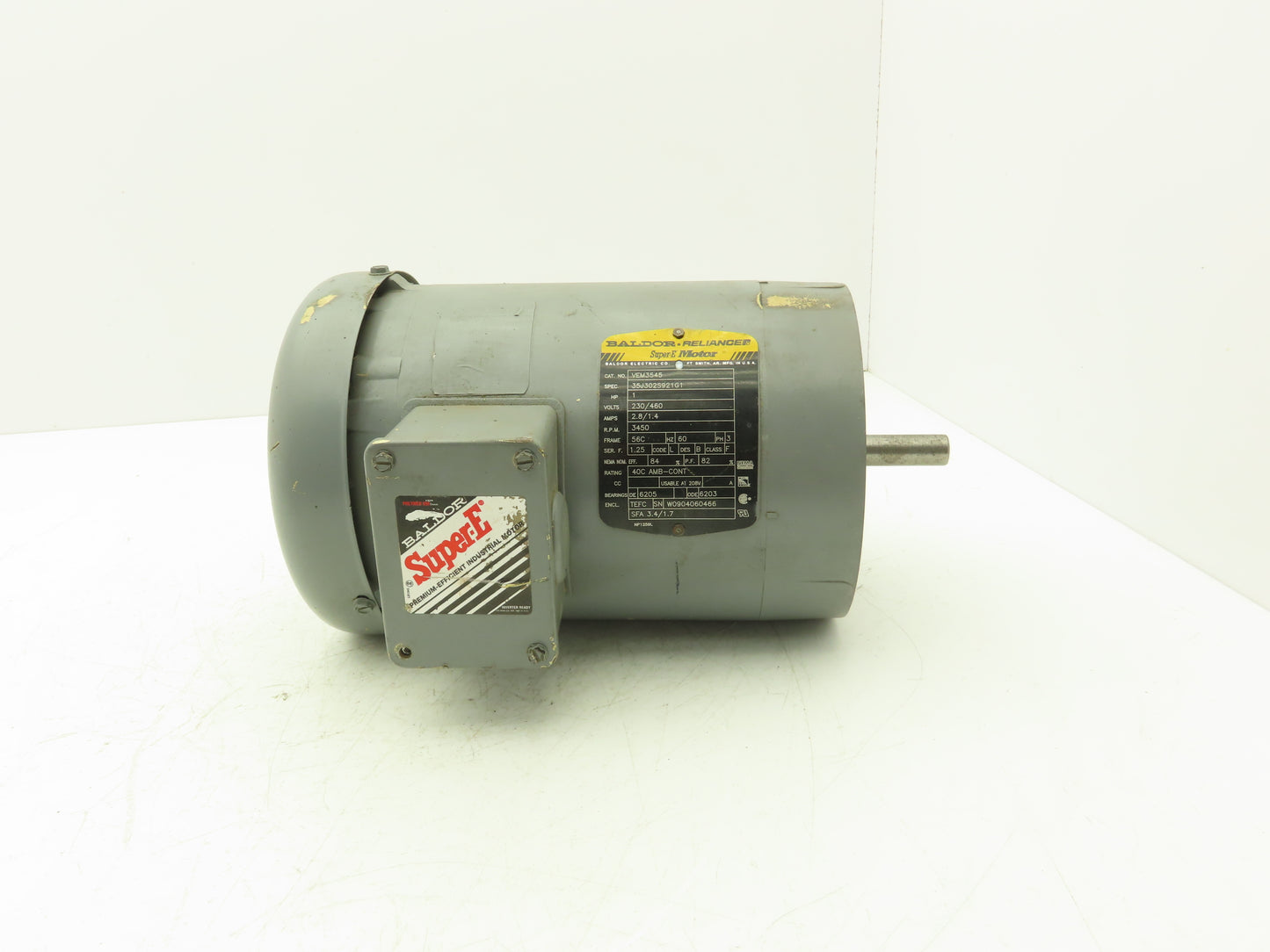 Baldor Reliance 35J302S921G1 AC Motor 1Hp 3450rpm 230/460v 3Ph 56C TEFC