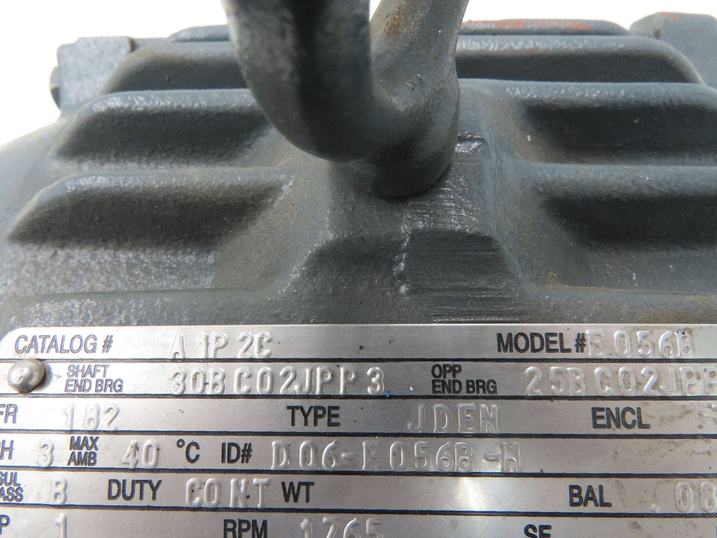 US Motors E056B AC Motor 1Hp 1765rpm 460v 182 Frame 7/8" Dia Shaft TE 1.5A