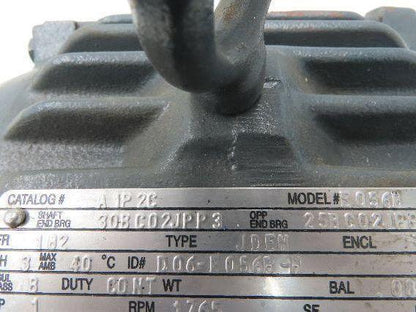 US Motors E056B AC Motor 1Hp 1765rpm 460v 182 Frame 7/8" Dia Shaft TE 1.5A