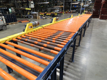 55"x 48' 4" Chain Drive Live Roller Conveyor 48"BF 1.9" Urethane Roller 460V 3PH