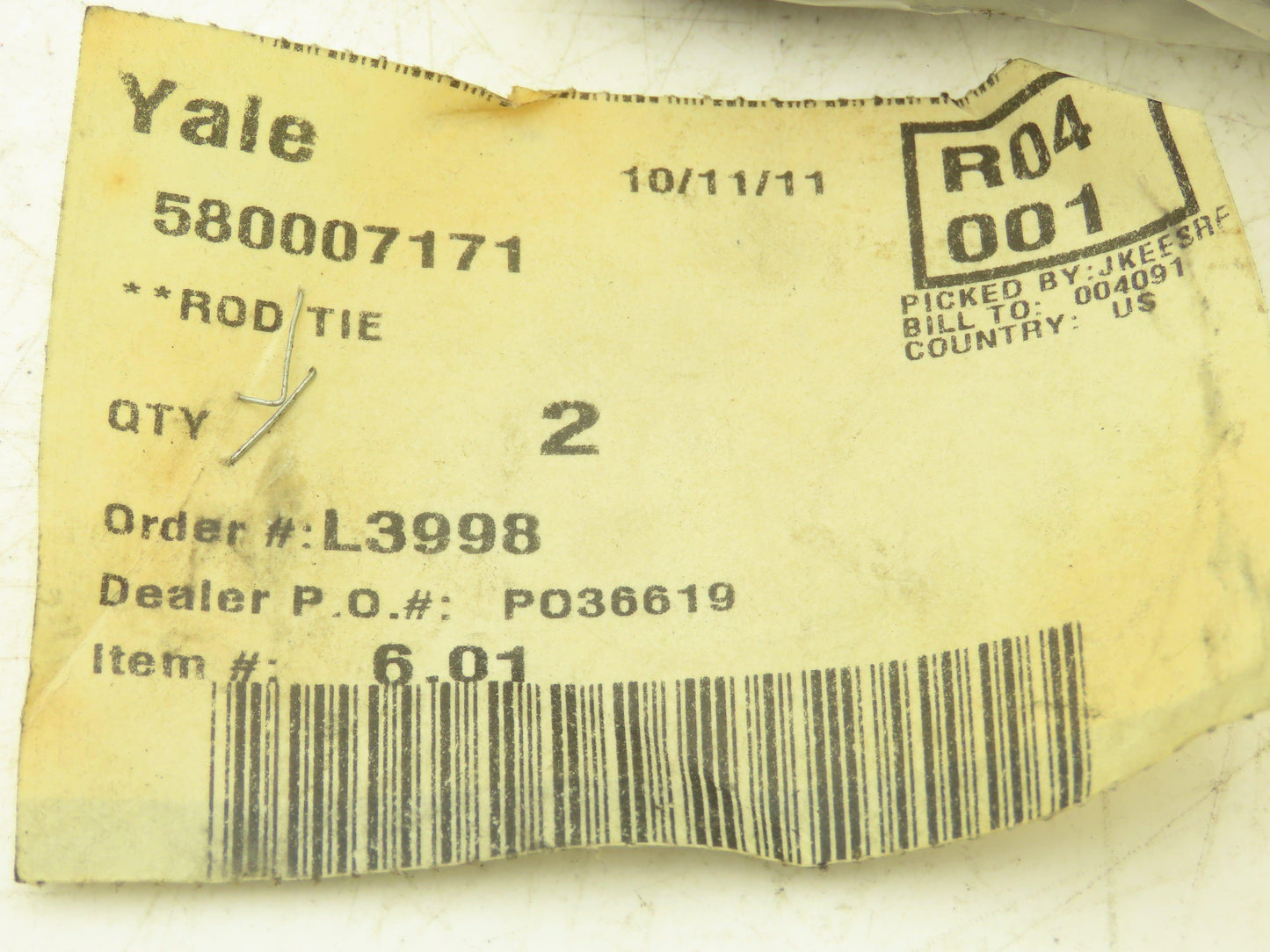 Yale 580007171 Forklift Steering Tie Rod