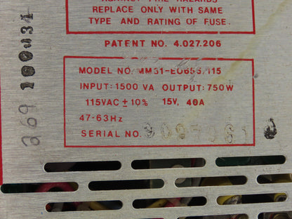 L & H Research MM31-EO655-115 Mighty-Mite Power Supply Conditioner 750W 15V 40A