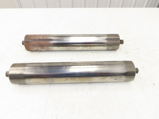 Hytrol 2-5/8" Snub Idler Roller 18" Hytrol Conveyor 15"BF 11/16" Hex Lot of 2