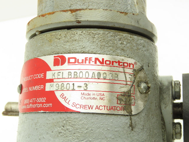 Duff Norton M9801-3 Worm Gear Actuator 2 Ton Screw Jack 3" Stroke