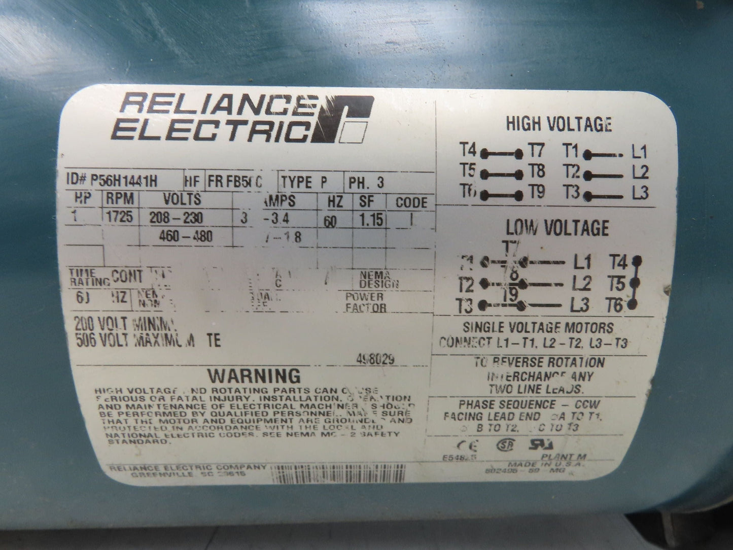 Hytrol 4AC-20-1-RH Conveyor Drive Gearmotor 20:1 Reducer 1Hp 460V 3PH 56C 86rpm