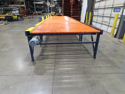 81"x 28' Chain Drive Live Roller Conveyor 74"BF 1.9" Urethane Roller 460V 3PH