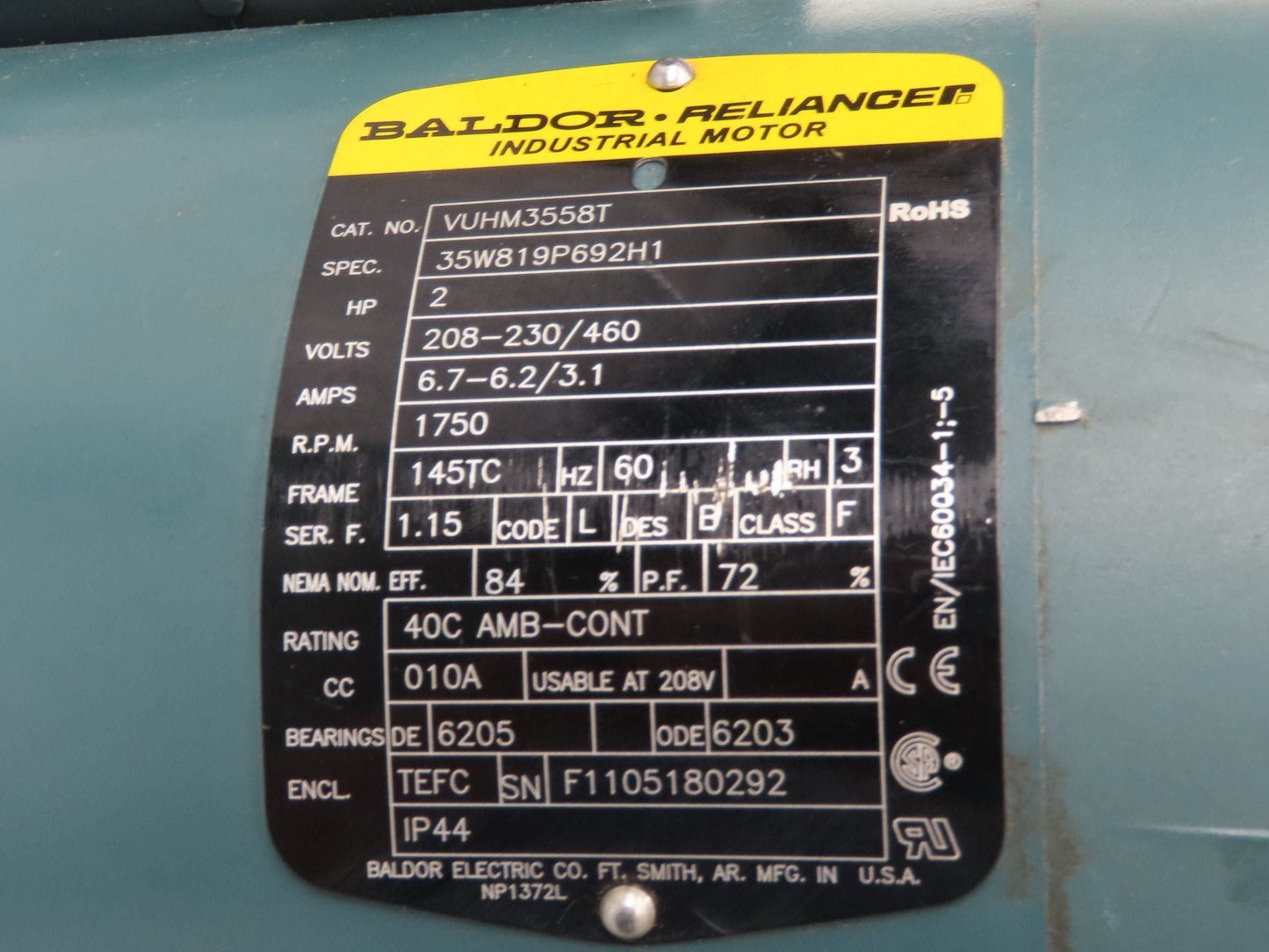 Hytrol 5AC-20-1-RH Conveyor Drive Gearmotor 20:1 Reducer 2Hp 460V 3PH 145TC