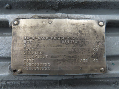 Allis-Chalmers RGZ AC Electric Motor 5Hp 1200rpm 230/460v 3Ph 254UFC TEFC