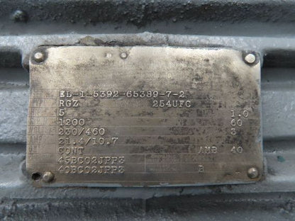 Allis-Chalmers RGZ AC Electric Motor 5Hp 1200rpm 230/460v 3Ph 254UFC TEFC