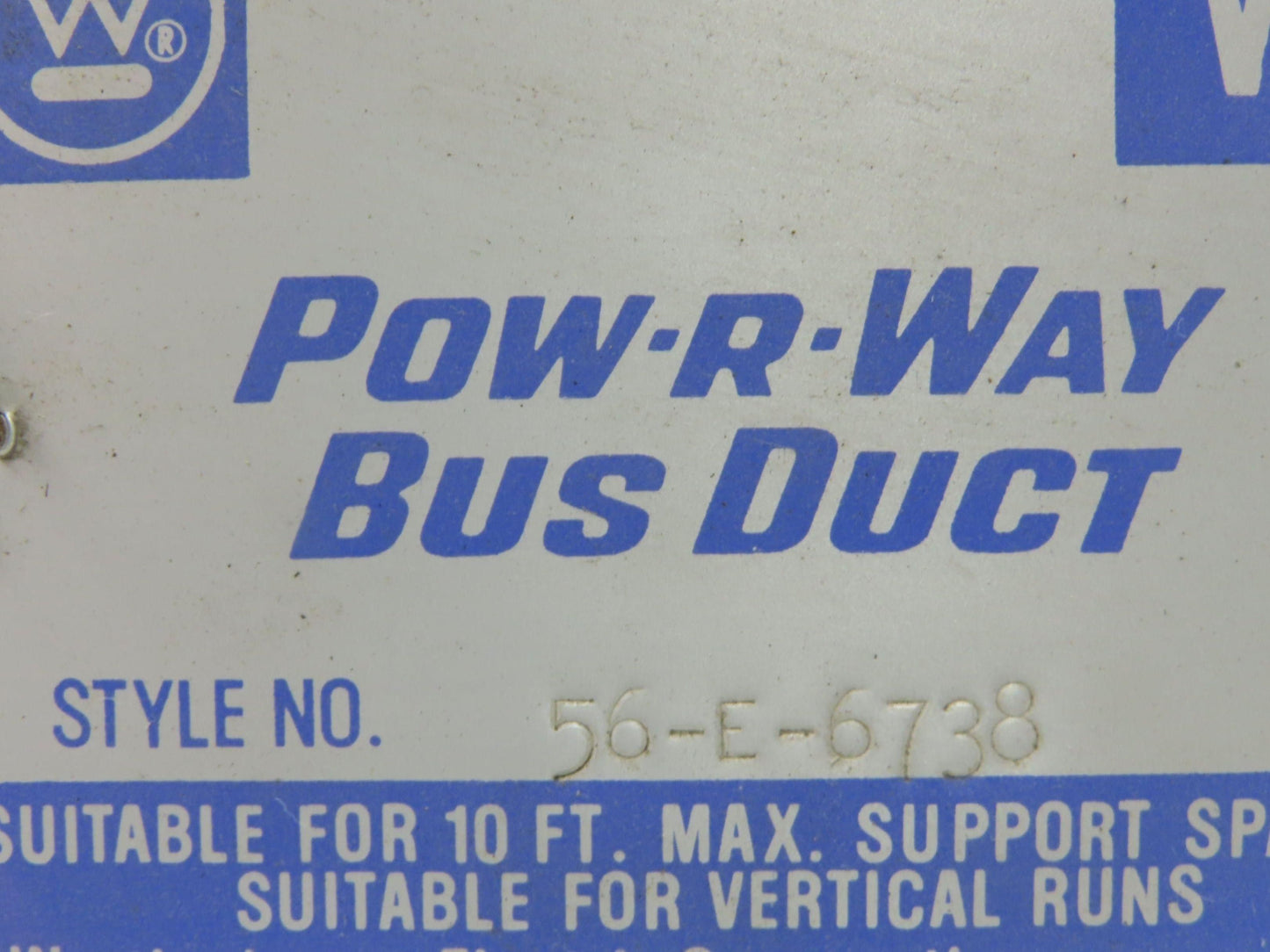 Westinghouse 56-E-6738 Pow-R-Way Busway 600A 277/480V 3P 4W Lug End Tap Box