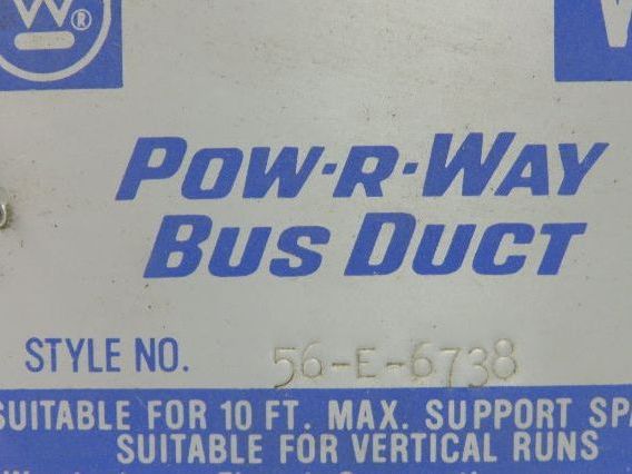 Westinghouse 56-E-6738 Pow-R-Way Busway 600A 277/480V 3P 4W Lug End Tap Box