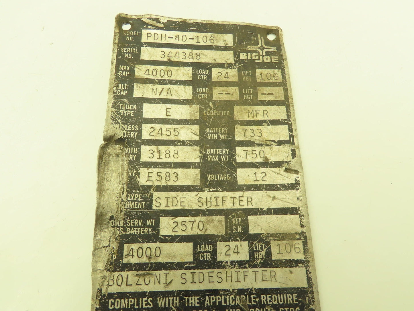 Big Joe PDH-40-106 Forklift Walkie Stacker Hydraulic Control Valve Assembly