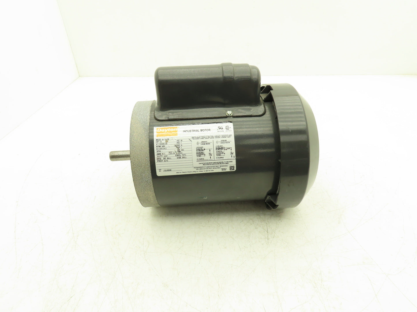 Dayton 6K182BB Single Phase AC Motor 1/2Hp 3450rpm 115/230v 1Ph 56C TEFC