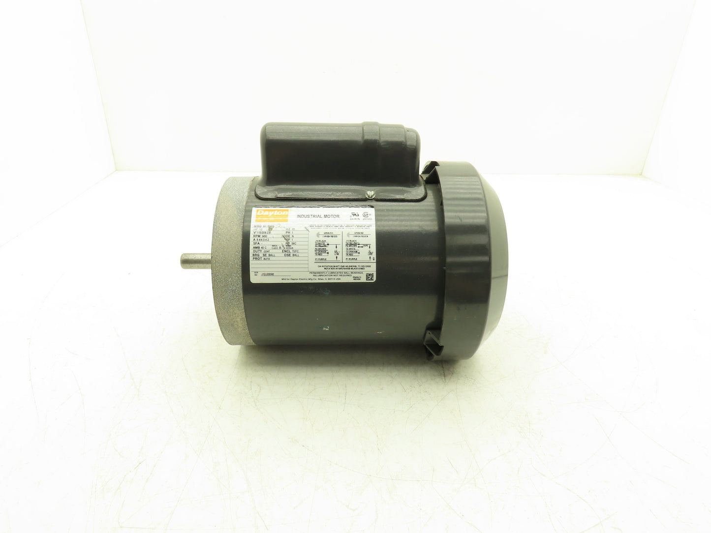 Dayton 6K182BB Single Phase AC Motor 1/2Hp 3450rpm 115/230v 1Ph 56C TEFC