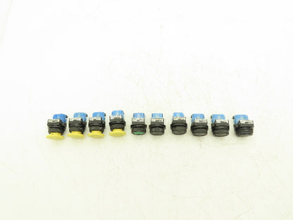 Fuji Electric Pushbutton Black & Green Flush Yellow Mushroom Momentary Lot of 10