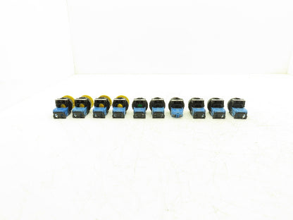 Fuji Electric Pushbutton Black & Green Flush Yellow Mushroom Momentary Lot of 10