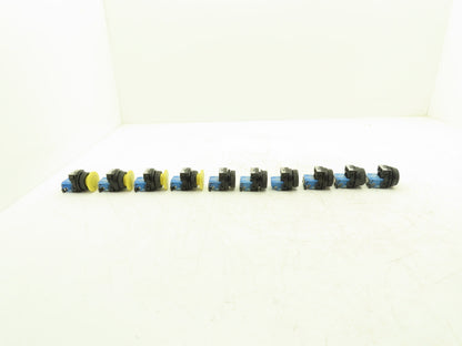 Fuji Electric Pushbutton Black & Green Flush Yellow Mushroom Momentary Lot of 10