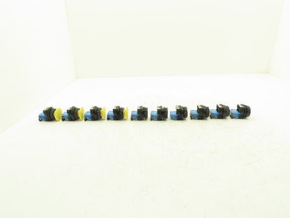 Fuji Electric Pushbutton Black & Green Flush Yellow Mushroom Momentary Lot of 10