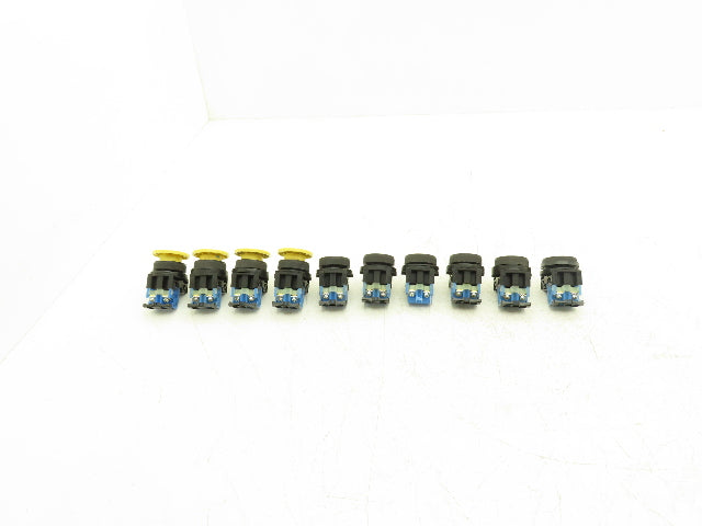 Fuji Electric Pushbutton Black & Green Flush Yellow Mushroom Momentary Lot of 10