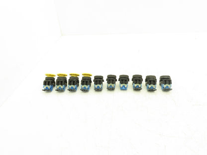 Fuji Electric Pushbutton Black & Green Flush Yellow Mushroom Momentary Lot of 10
