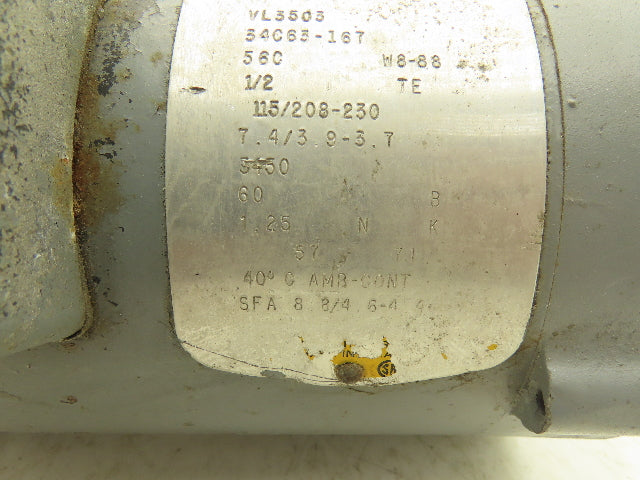 Baldor VL3503 34C63-167 AC Motor 1/2Hp 3450rpm 115/230v 1Ph 56C Single Phase