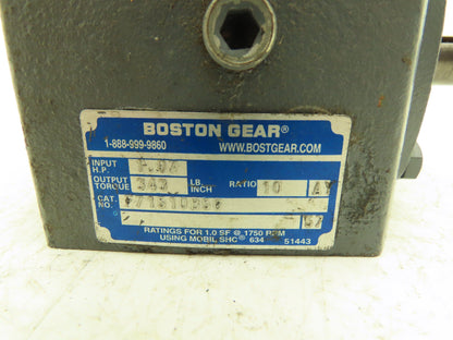 Boston Gear F715-10-B5-G Worm Gearbox 10:1 Reducer 175rpm 1Hp 56C LH Output