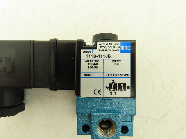 MAC 111B-111JB Pneumatic Valve 110/120V 50/60Hz 150 PSI