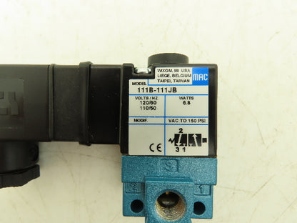 MAC 111B-111JB Pneumatic Valve 110/120V 50/60Hz 150 PSI