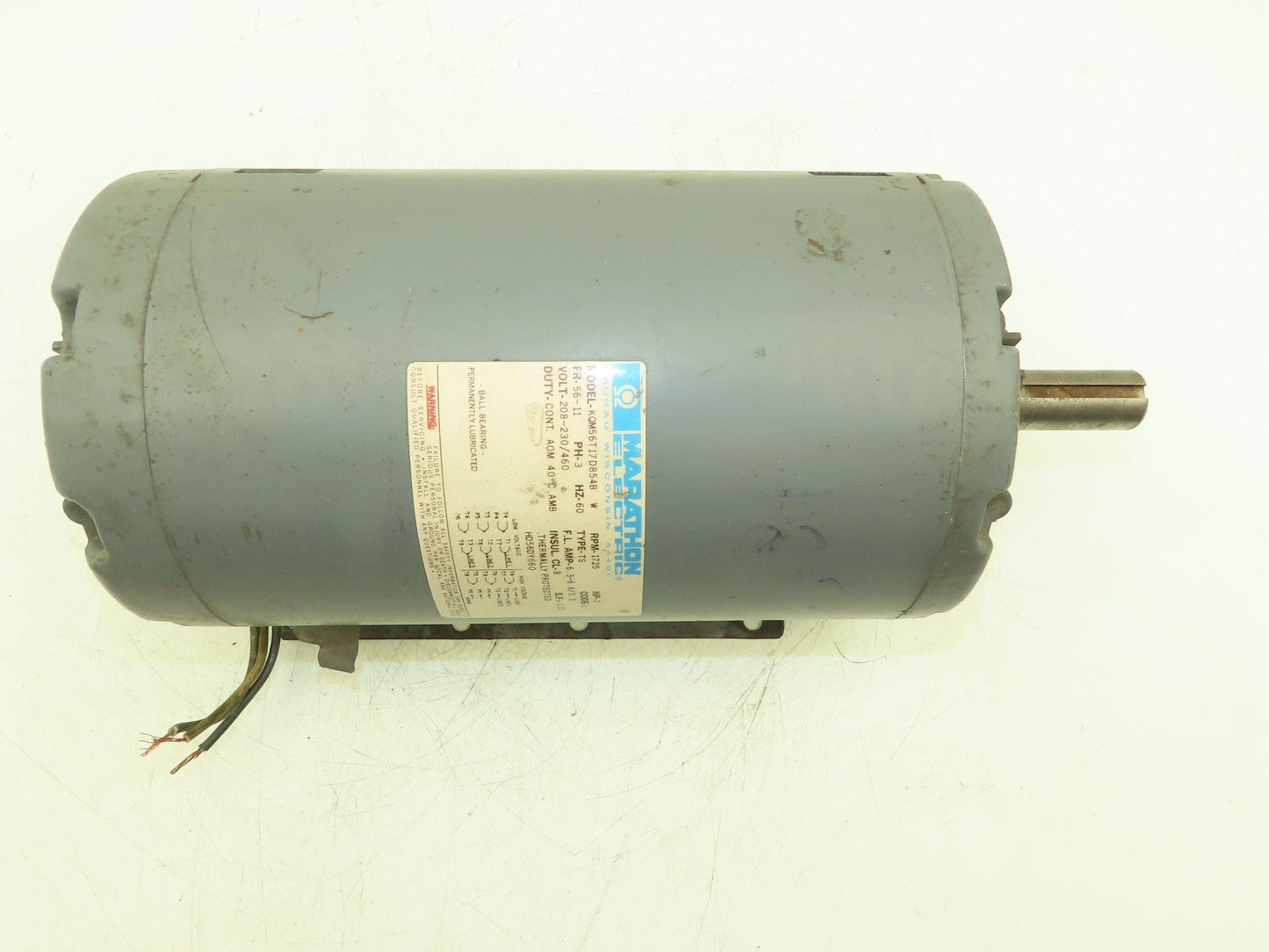 Marathon KQM56T17D854B AC Electric Motor 2Hp 1725rpm 230/460v 56 Frame 7/8"Shaft