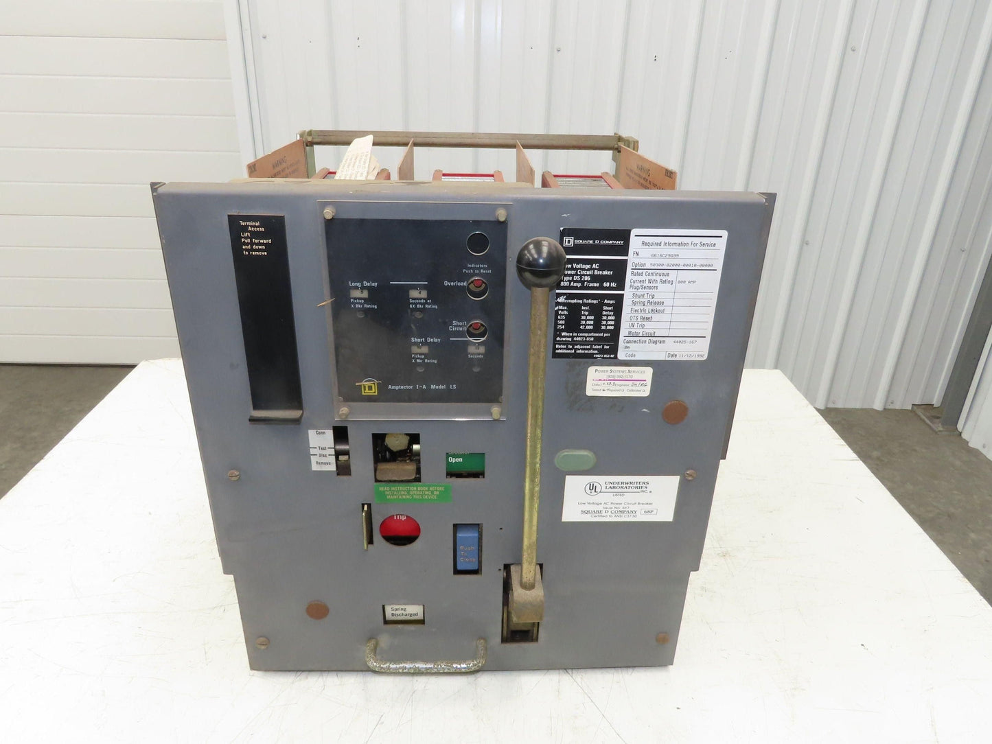 Square D DS 206 Air AC Circuit Breaker 600VAC 800A 3 Pole Amptector I-A