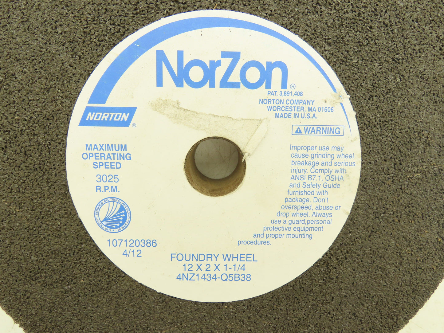 Norton  4NZ1434-Q5B38  NorZon Foundry Snagging Grinding Wheel 12"x2"x1-1/4"