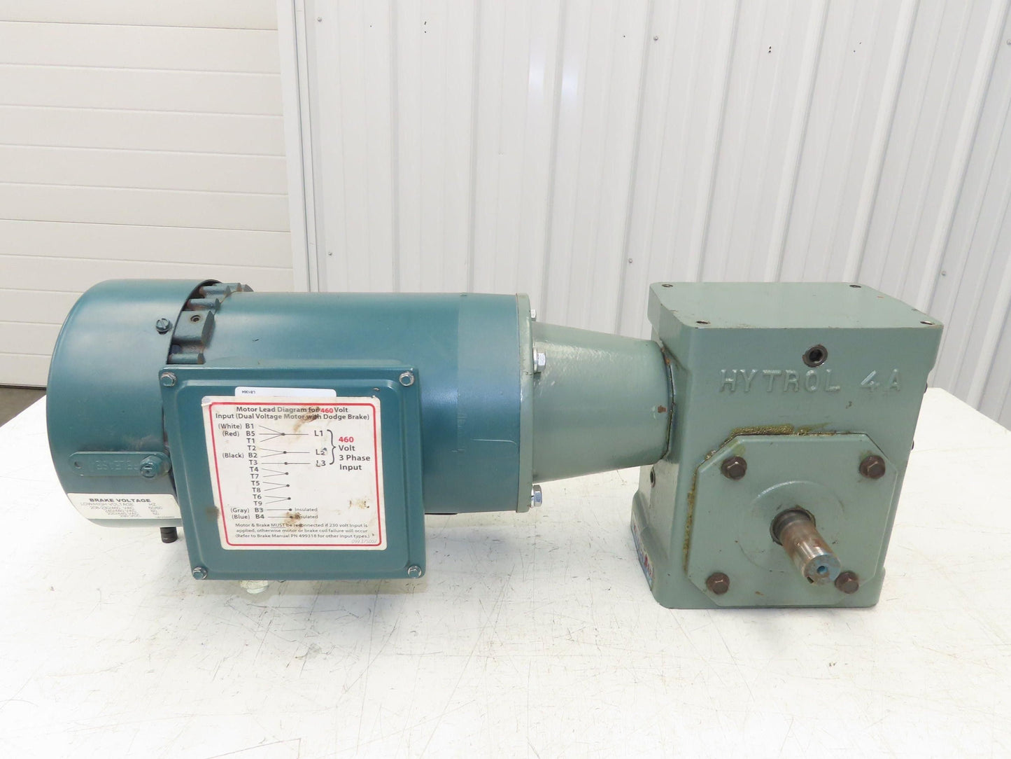 Hytrol 4AC-20-1-LH Conveyor Drive 20:1 Gearbox 1Hp 460V 3PH 56C Brake Motor