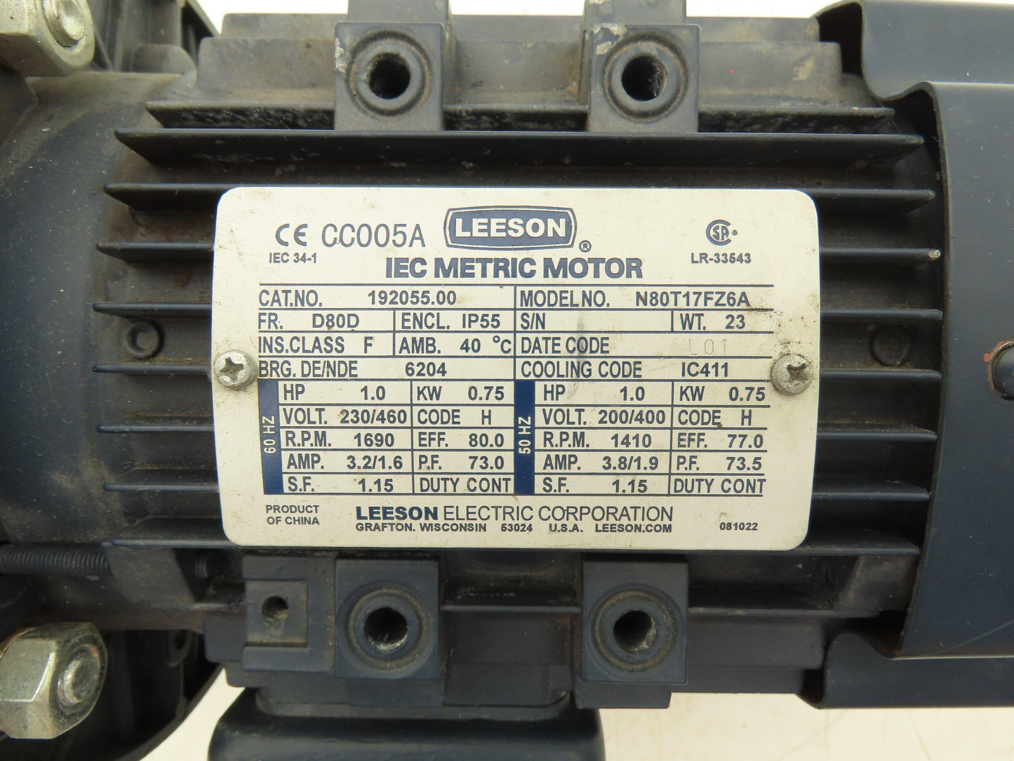 Bonfiglioli VF49 A10 P80 B5 B3 Gearmotor 10:1 169rpm 14mm Dual Shaft 1Hp 230/460