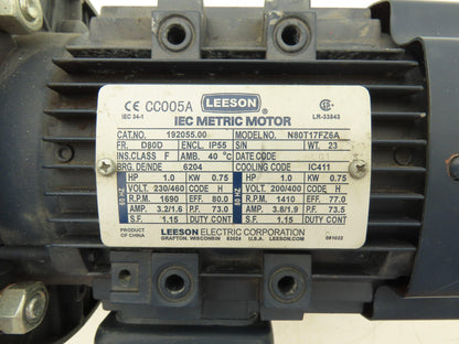 Bonfiglioli VF49 A10 P80 B5 B3 Gearmotor 10:1 169rpm 14mm Dual Shaft 1Hp 230/460