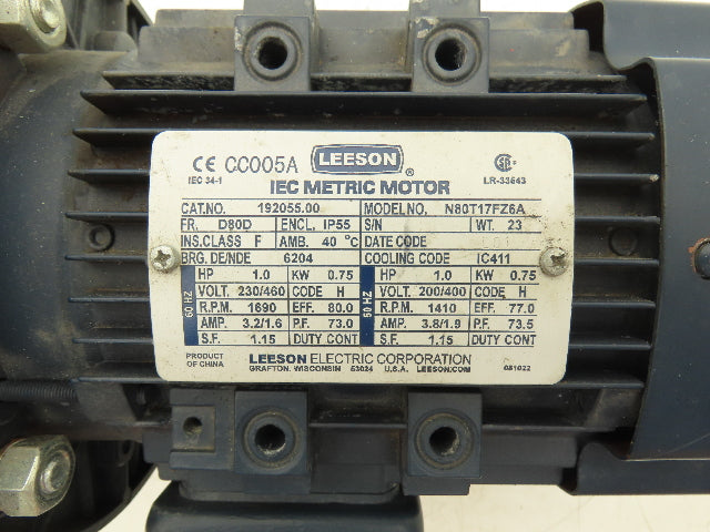 Bonfiglioli VF49 A10 P80 B5 B3 Gearmotor 10:1 169rpm 14mm Dual Shaft 1Hp 230/460