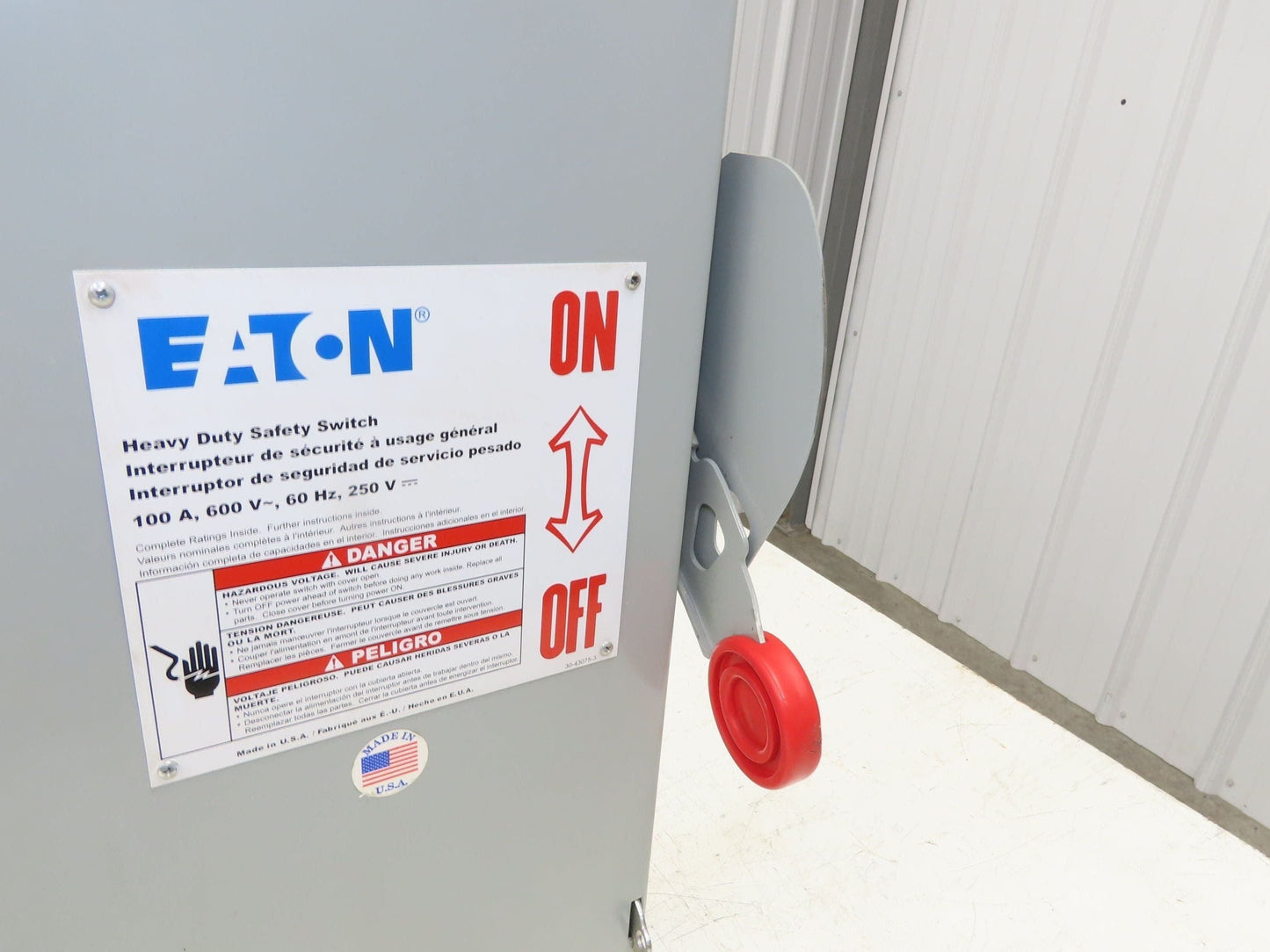 Eaton DH363FGK 100A Fusible Safety Switch 3-Pole 600V Nema 1